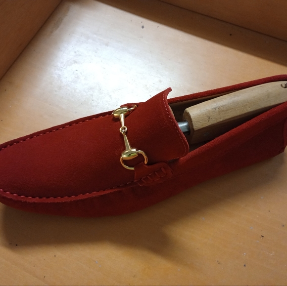 Mercanti Florentini Men's Suede Horsebits Red Driver Loafer Size 10M (29) - Picture 6 of 9